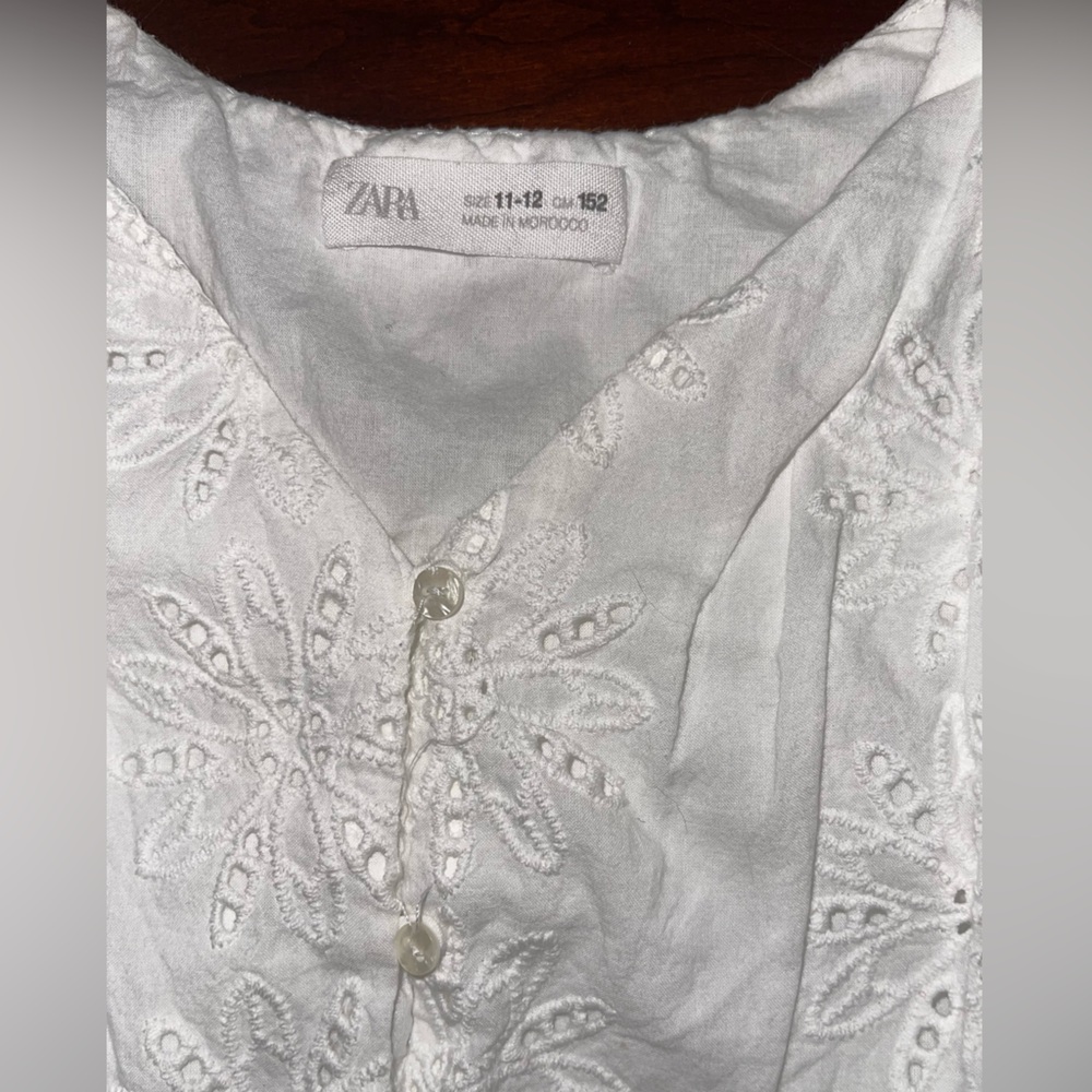 Zara white embroidery cotton dress size 11-12 EXCELLENT - Picture 1 of 4